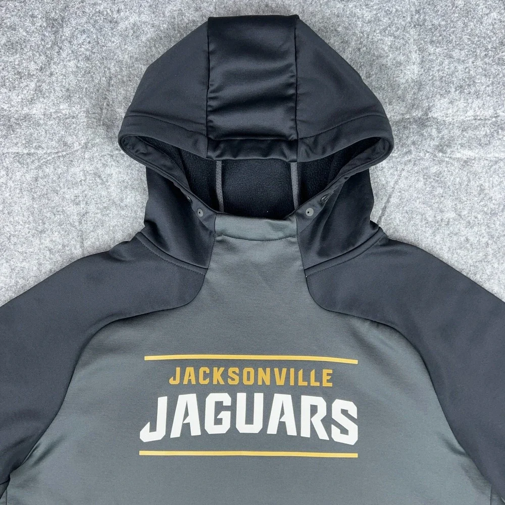 Jacksonville Jaguars Hoodie Mens Medium Gray Nike Therma Fit On Field Sweatshirt